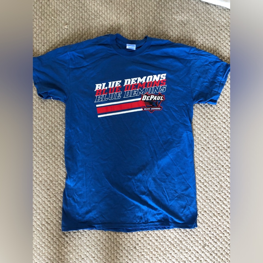 DePaul Unisex Blue Demons Cotton Graphic T-Shirt Royal Blue Size medium